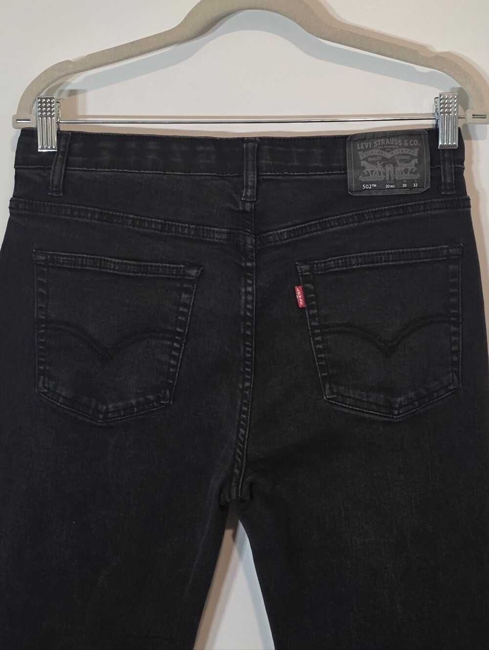 Levi's 502 Tapered Fit Stretch Midrise Black Denim Jeans Size 30X30